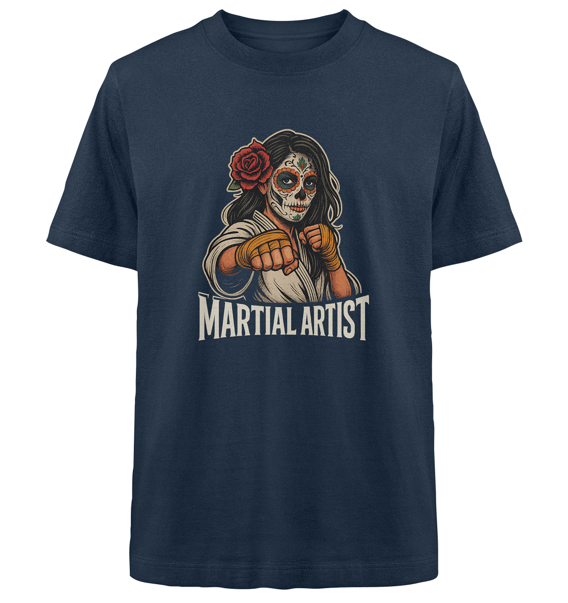 Martial Artist Dia de los Muertos - Heavy Oversized Organic Shirt