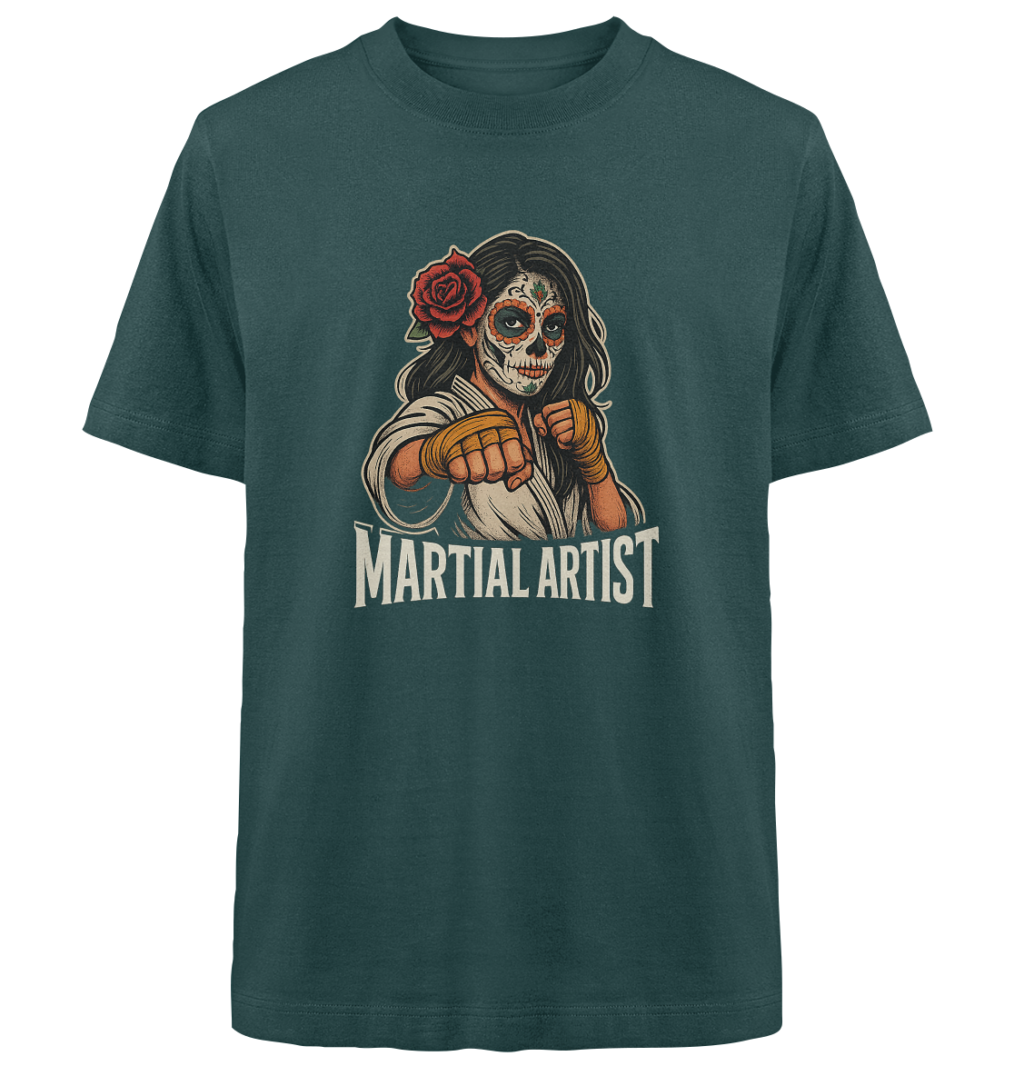 Martial Artist Dia de los Muertos - Heavy Oversized Organic Shirt