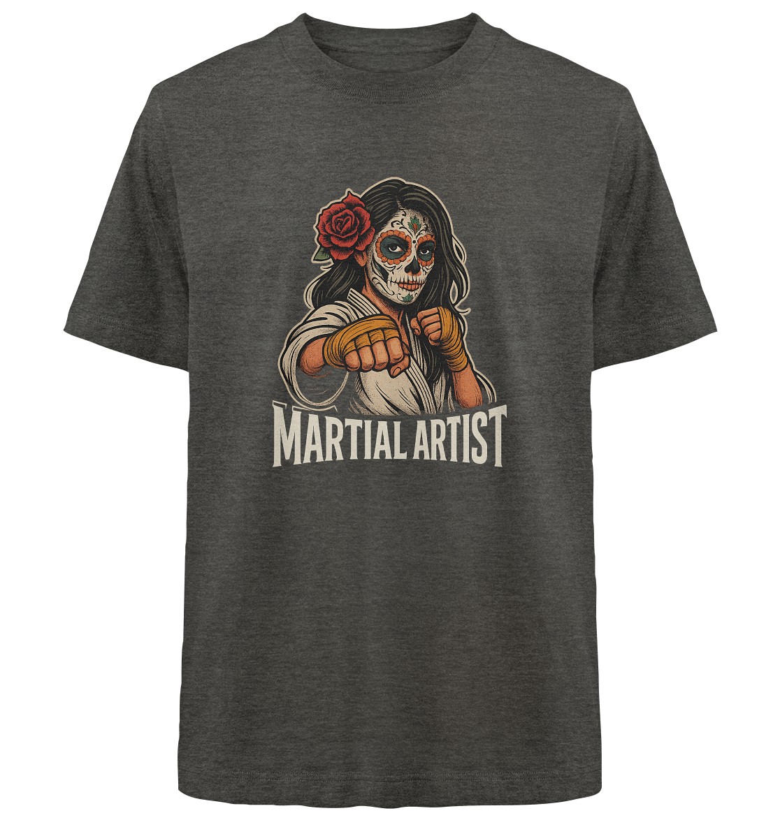 Martial Artist Dia de los Muertos - Heavy Oversized Organic Shirt
