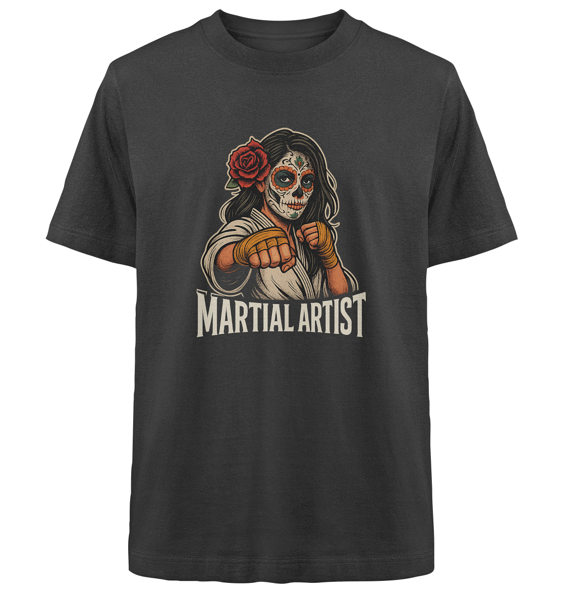 Martial Artist Dia de los Muertos - Heavy Oversized Organic Shirt