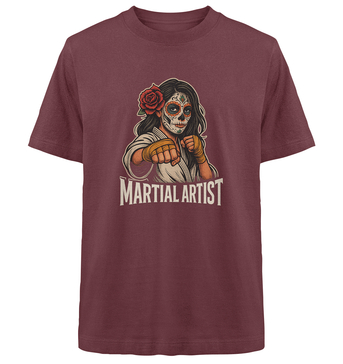 Martial Artist Dia de los Muertos - Heavy Oversized Organic Shirt