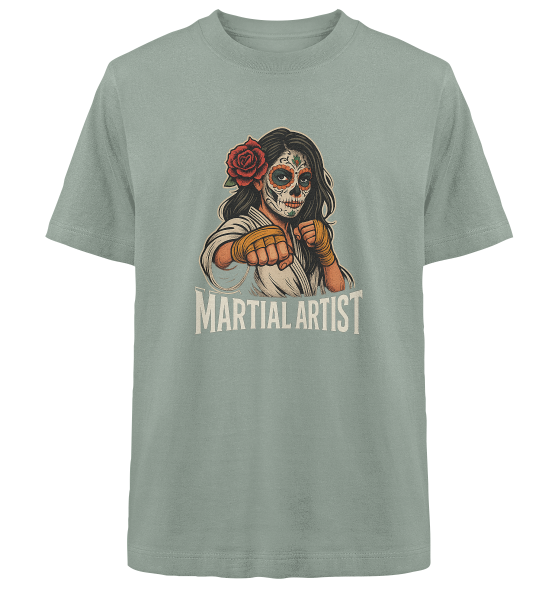 Martial Artist Dia de los Muertos - Heavy Oversized Organic Shirt