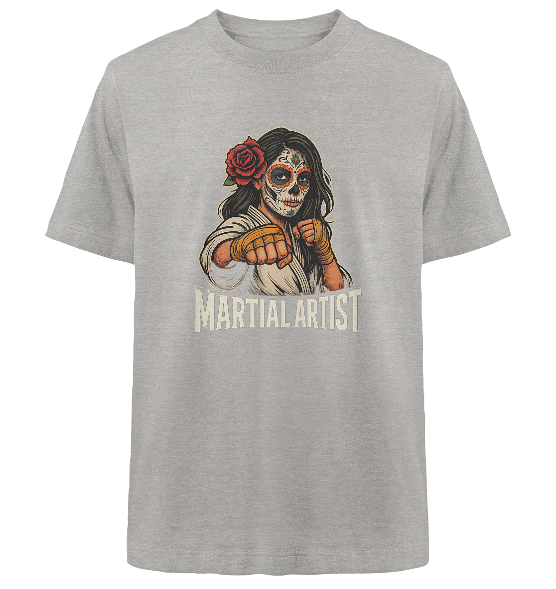 Martial Artist Dia de los Muertos - Heavy Oversized Organic Shirt