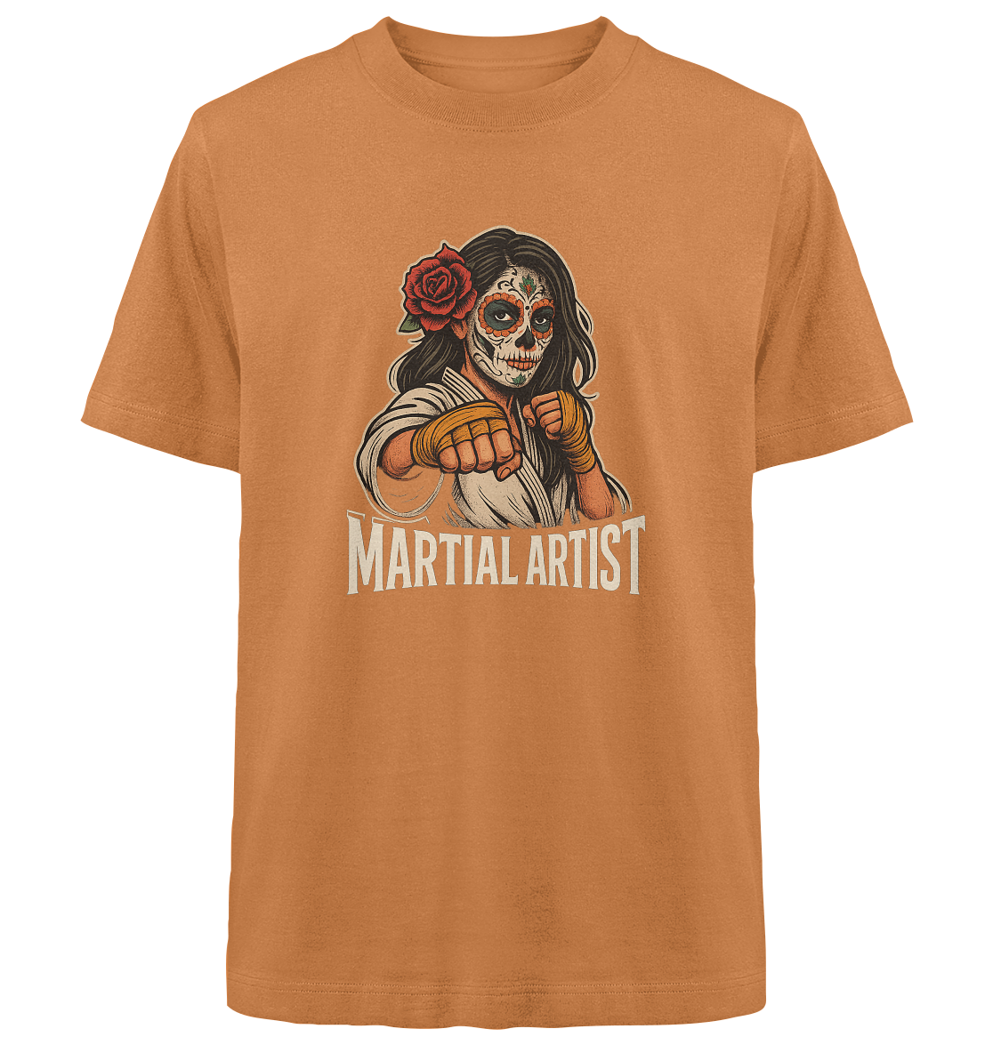 Martial Artist Dia de los Muertos - Heavy Oversized Organic Shirt
