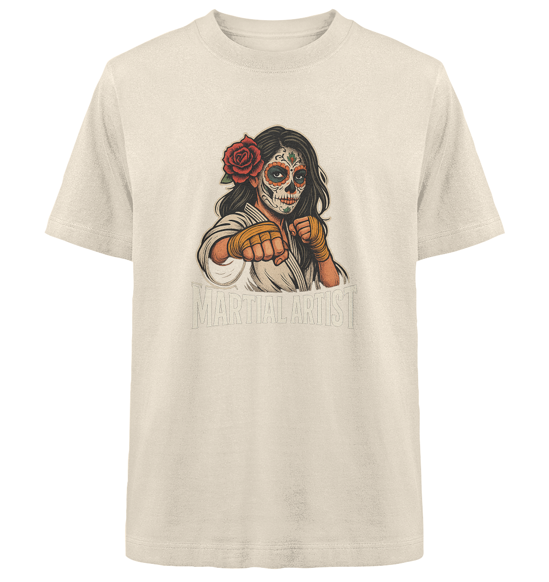 Martial Artist Dia de los Muertos - Heavy Oversized Organic Shirt