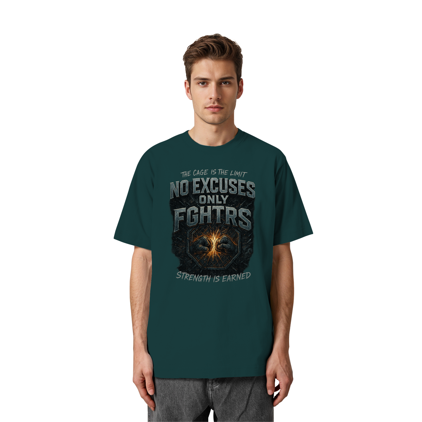 No Excused only FGHTRS - Heavy Oversized Organic Shirt