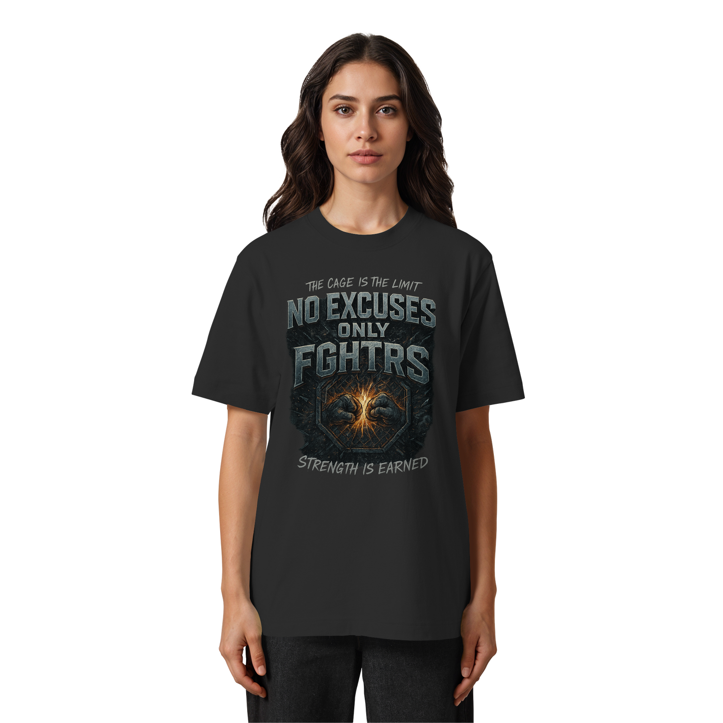 No Excused only FGHTRS - Heavy Oversized Organic Shirt