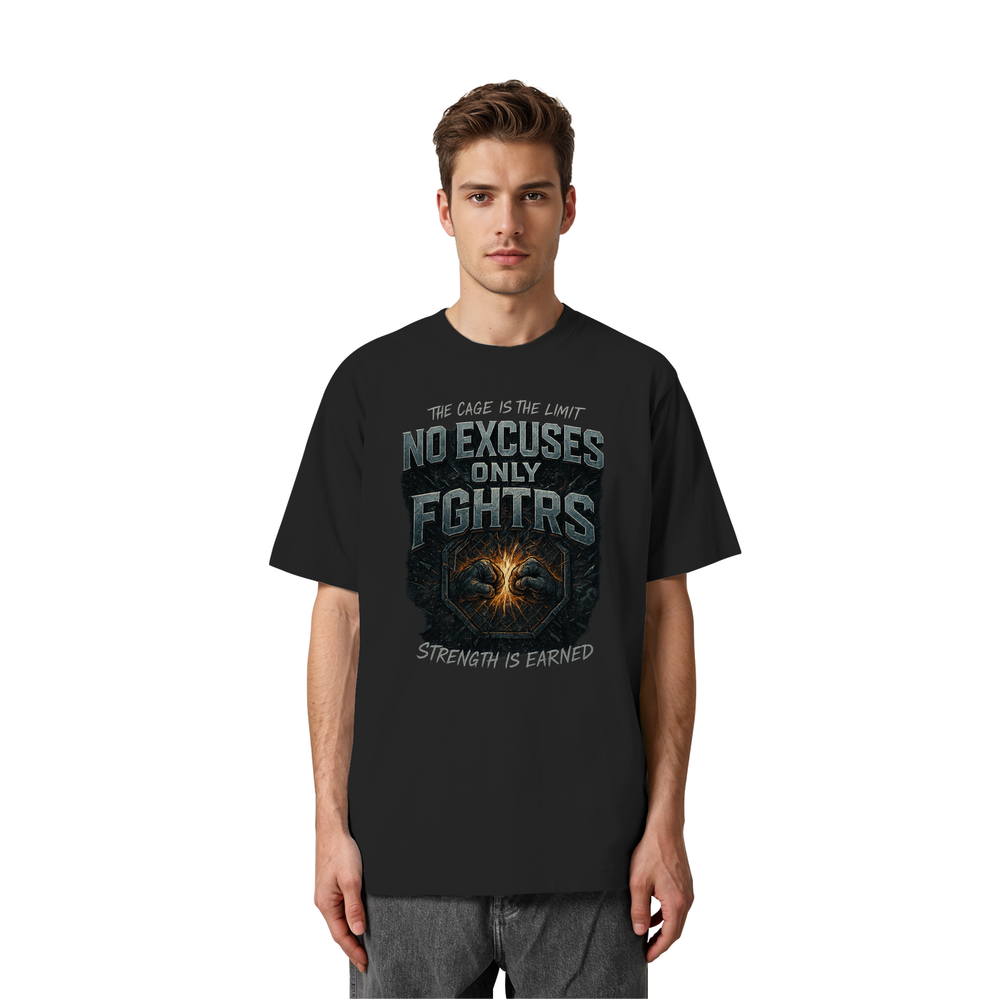 No Excused only FGHTRS - Heavy Oversized Organic Shirt