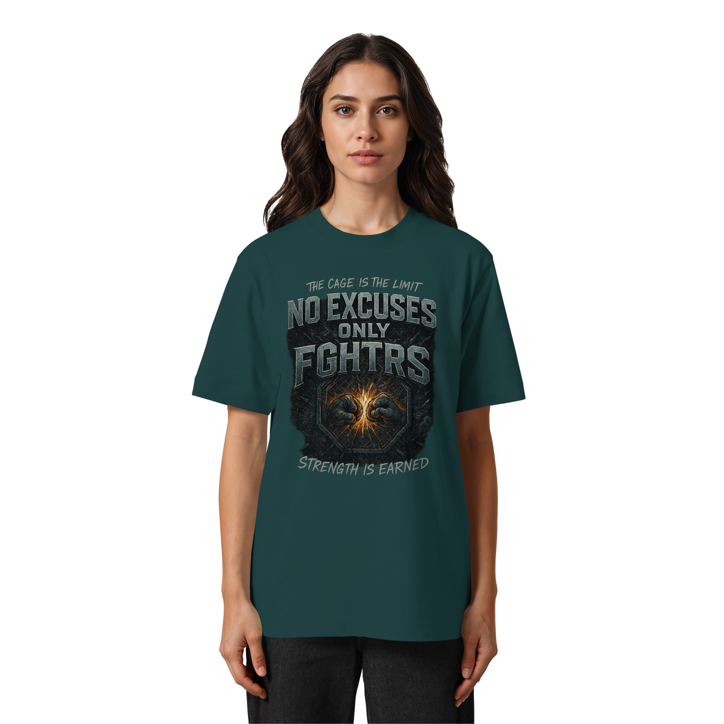 No Excused only FGHTRS - Heavy Oversized Organic Shirt